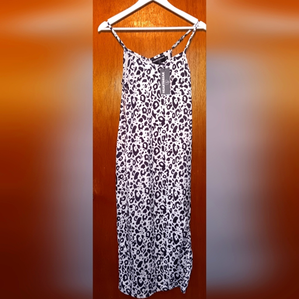 Leopard print midi slip dress